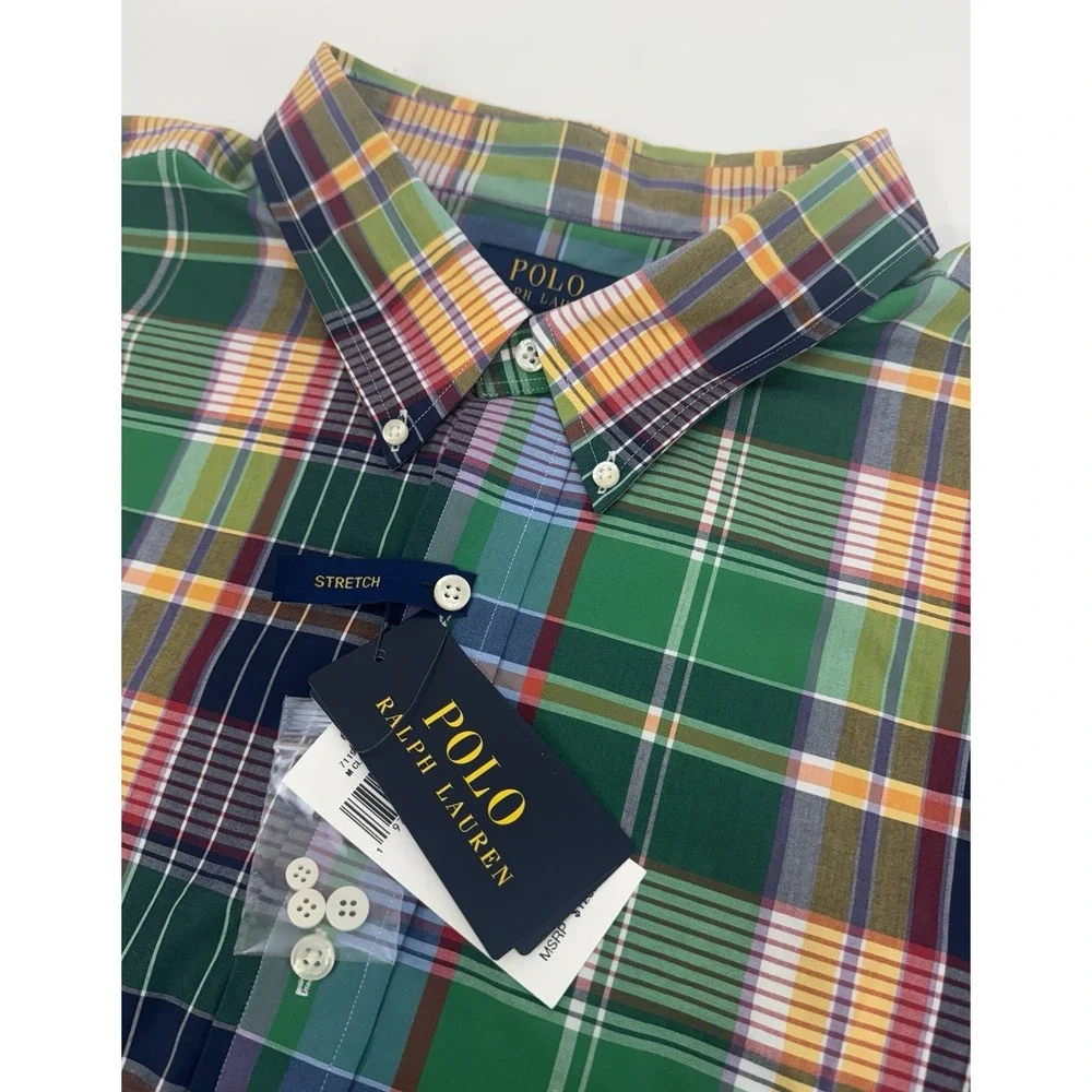 NWT Polo Ralph Lauren Stretch Cotton Plaid Classic Fit Button Down 4XB $125